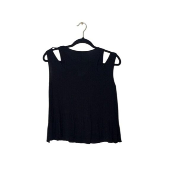 BCBGMAXAZRIA Black Sleeveless Button Front Top M - Picture 2 of 5